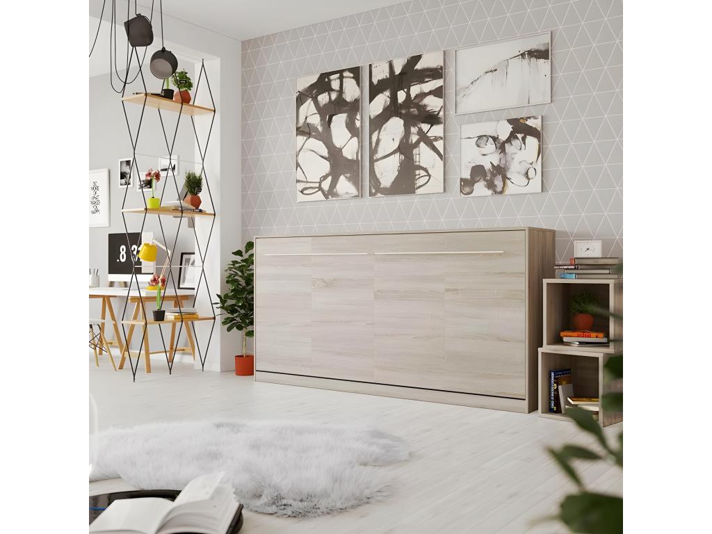 Lit en chêne brun, 90 x 200 cm