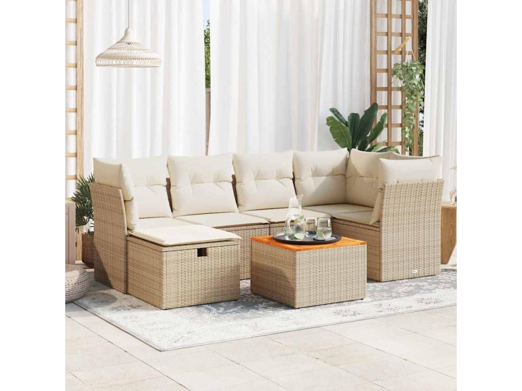 Ensemble de mobilier de jardin en résine tressée beige - dlz1766580620412