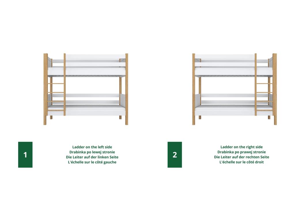 Lit en chêne blanc, 100 x 180 cm