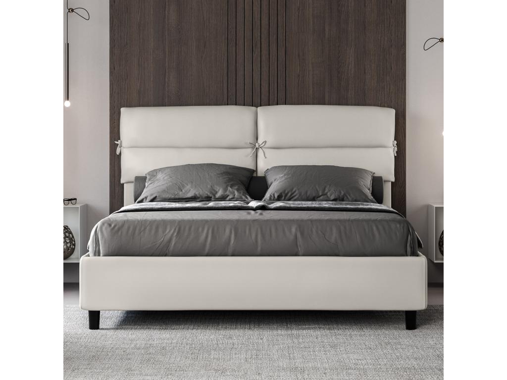 Lit en similicuir blanc, 160 x 190 cm