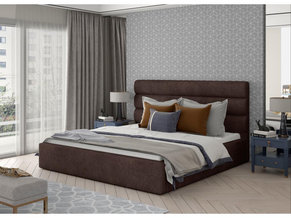 Lit en tissu marron, 180 x 200 cm