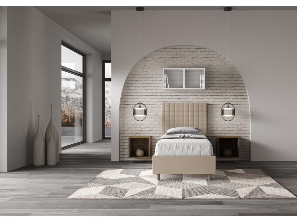 Lit en cuir gris, 90 x 200 cm