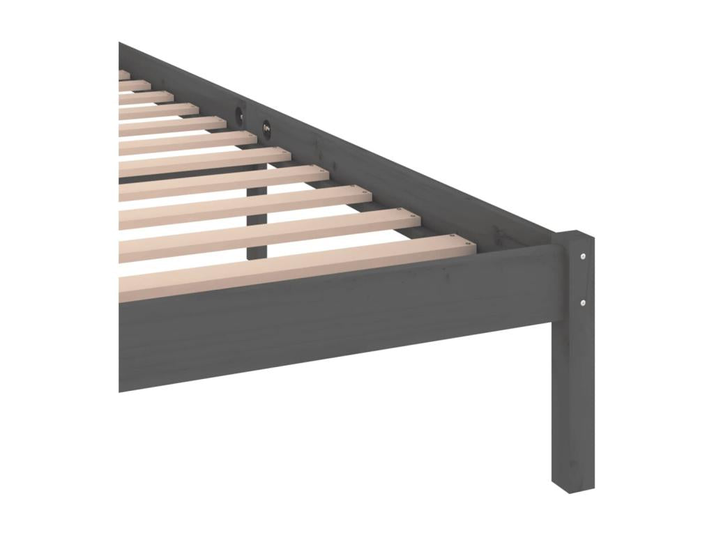 Cadre de lit en bois massif gris, 200 x 200 cm
