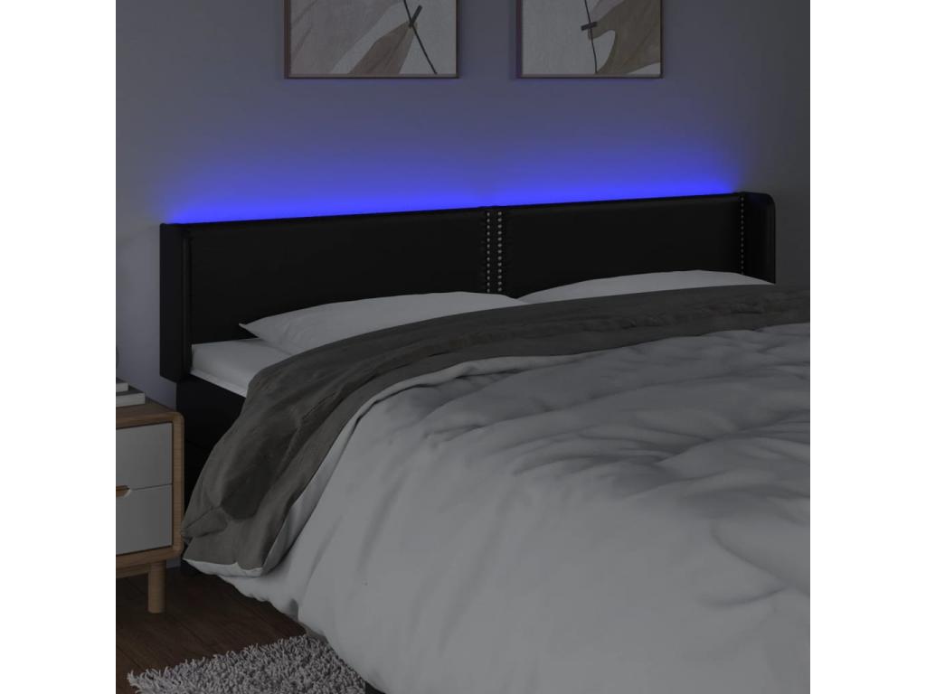 Lit en similicuir noir, 183 x 16 x 78 cm