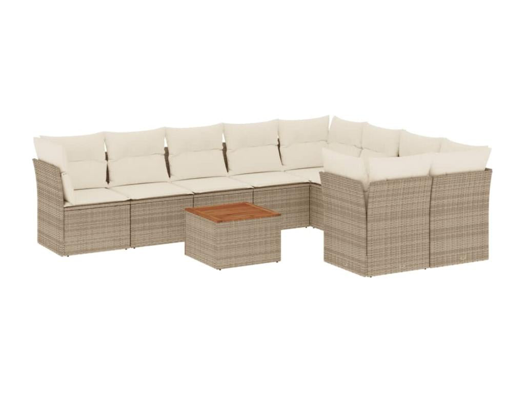 Ensemble de mobilier de jardin en résine tressée beige - dlz1766580425289