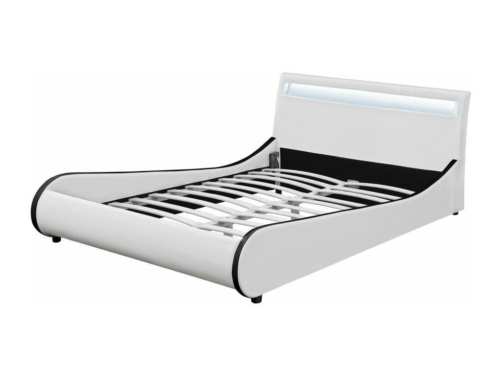 Lit en cuir blanc, 221 x 189 x 83 cm