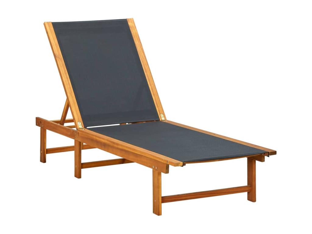 Chaise longue noire, 200 x 66 x 34 cm