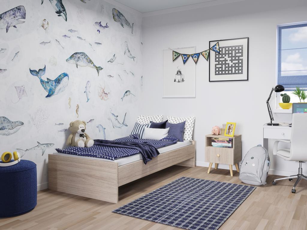 Lit en chêne naturel, 190 x 90 cm