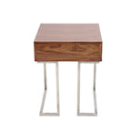 Table d'appoint Carson Carrington Siuntio de style romain contemporain, en noyer et acier inoxydable, avec tiroir