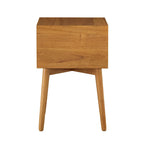 Table de chevet compacte DH BASIC en bois, style moderne du milieu du siècle, avec 2 tiroirs, par Denhour