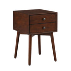 Table de chevet compacte DH BASIC en bois, style moderne du milieu du siècle, avec 2 tiroirs, par Denhour