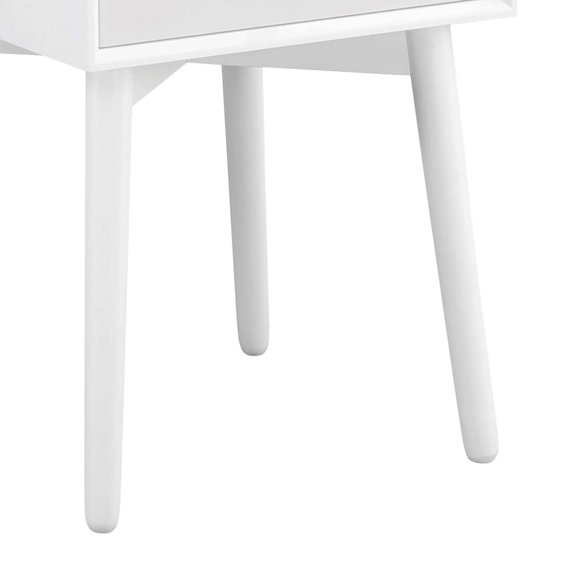 Table de chevet compacte DH BASIC en bois, style moderne du milieu du siècle, avec 2 tiroirs, par Denhour