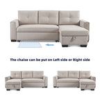 Canapé-lit d'angle capitonné avec rangement