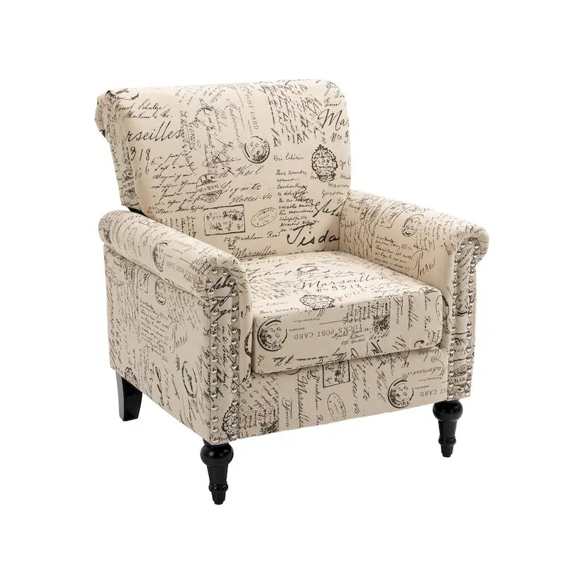 Fauteuil d'appoint rembourré de style moderne du milieu du siècle - 30,70 x 29,92 x 34,05