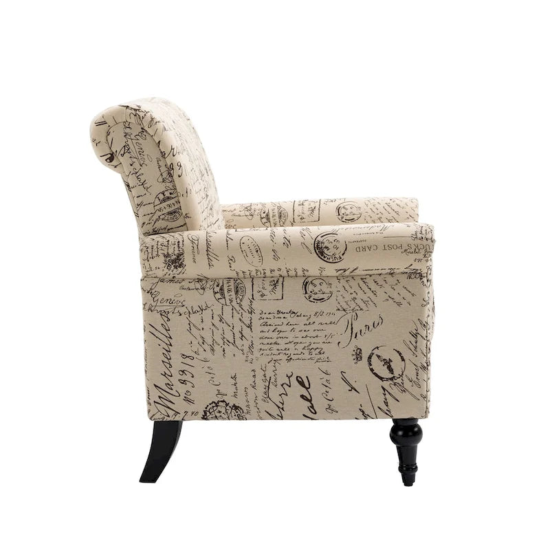 Fauteuil d'appoint rembourré de style moderne du milieu du siècle - 30,70 x 29,92 x 34,05