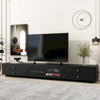 86-inch Luxurious TV Stand Media Console Fluted Glass Doors & Four Drawers - 15.70 x 86.60 x 12.80