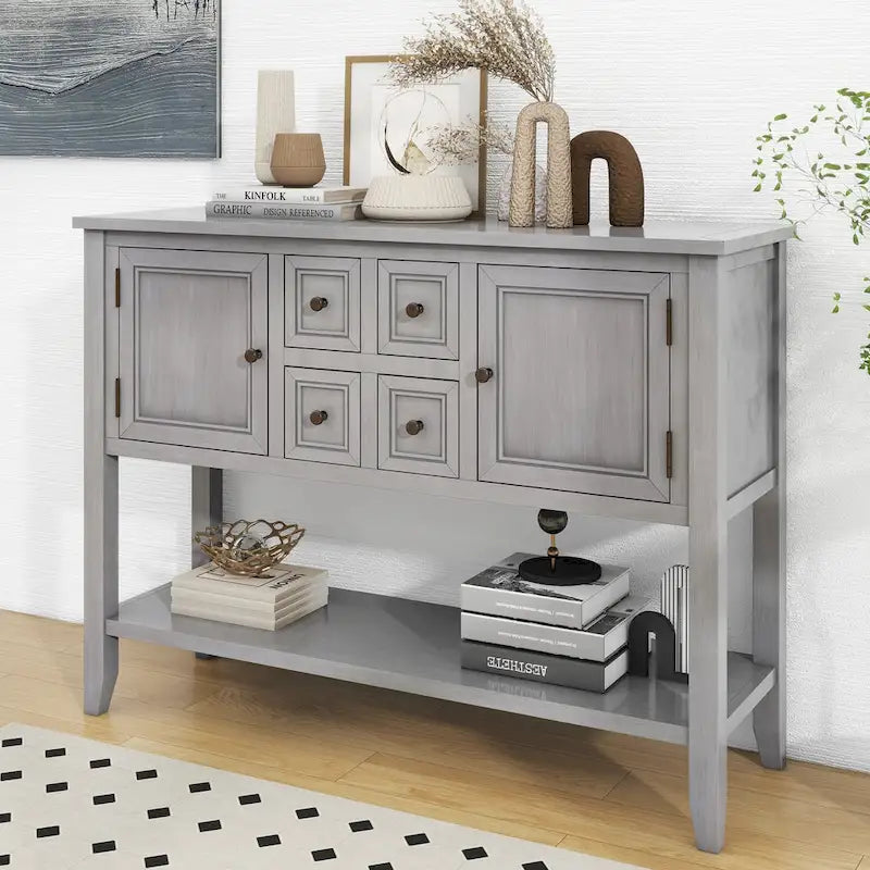 Cambridge Series Vintage Console Table with Drawers and Cabinets - 15.00 x 46.00 x 34.00