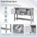 Console vintage Cambridge Series avec tiroirs et placards - 15,00 x 46,00 x 34,00