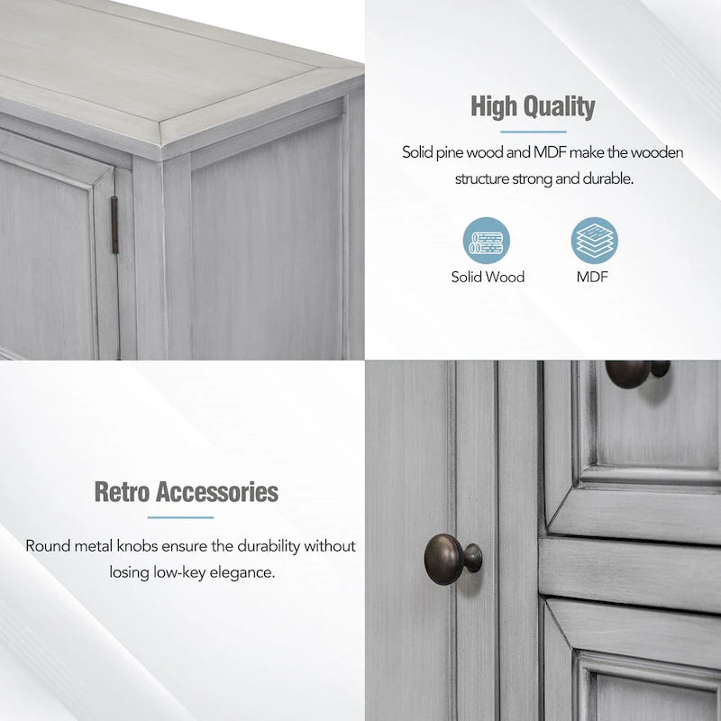 Console vintage Cambridge Series avec tiroirs et placards - 15,00 x 46,00 x 34,00