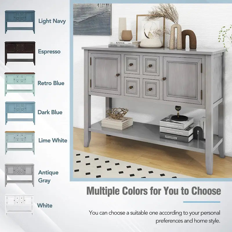 Console vintage Cambridge Series avec tiroirs et placards - 15,00 x 46,00 x 34,00