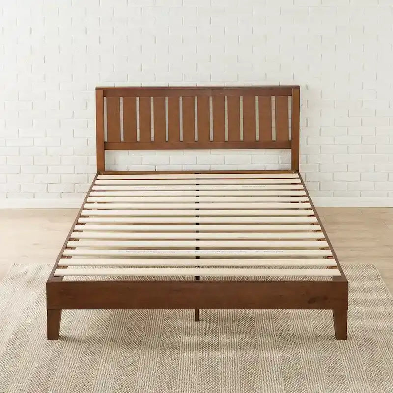 Priage by Zinus Lit plateforme en bois expresso antique