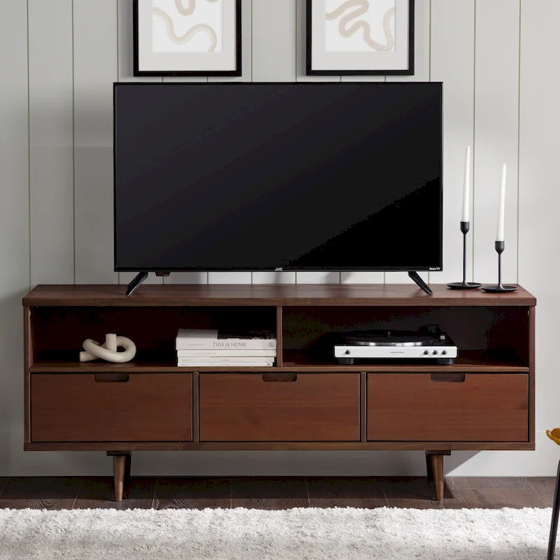 Meuble TV Middlebrook Alby 58 pouces en bois massif de style Mid-Century