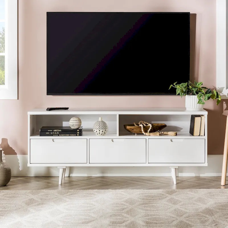 Meuble TV Middlebrook Alby 58 pouces en bois massif de style Mid-Century