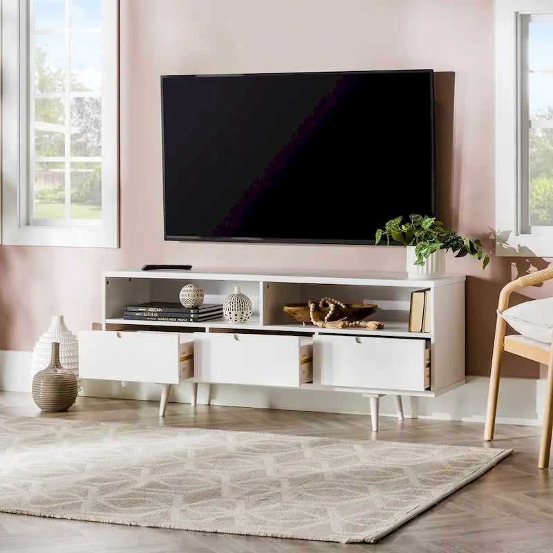 Meuble TV Middlebrook Alby 58 pouces en bois massif de style Mid-Century