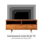 Meuble TV Middlebrook Alby 58 pouces en bois massif de style Mid-Century