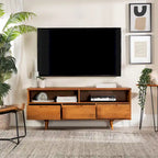 Meuble TV Middlebrook Alby 58 pouces en bois massif de style Mid-Century