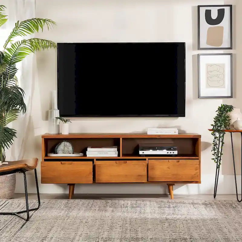 Meuble TV Middlebrook Alby 58 pouces en bois massif de style Mid-Century