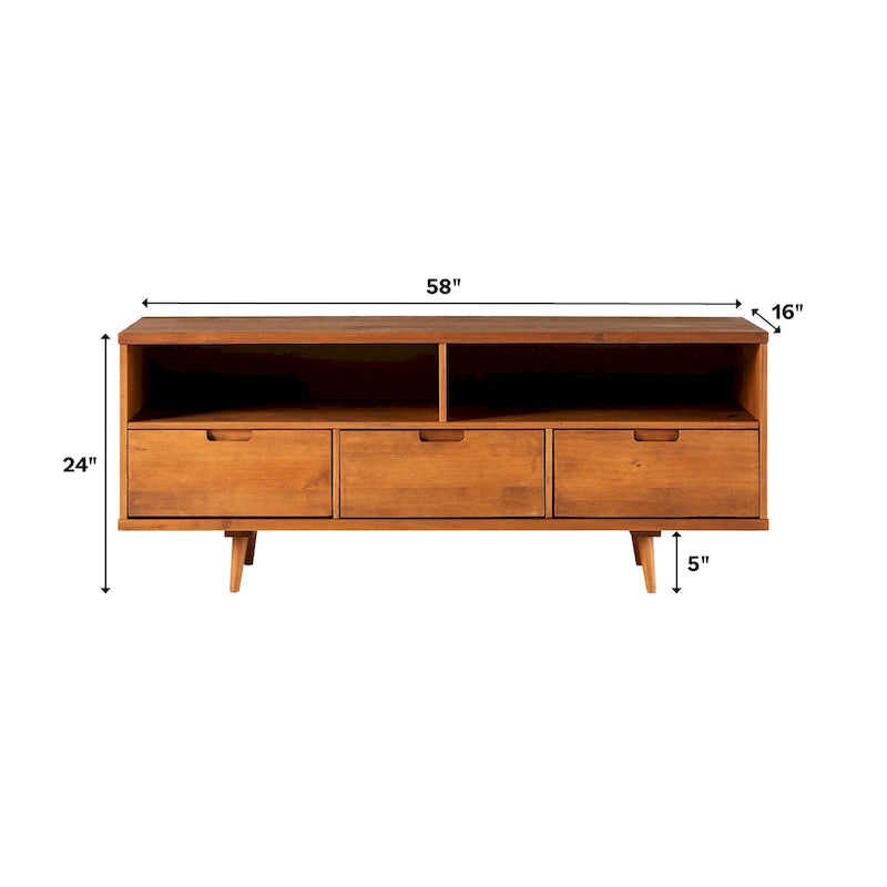 Meuble TV Middlebrook Alby 58 pouces en bois massif de style Mid-Century