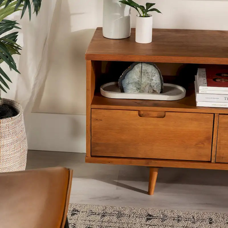 Meuble TV Middlebrook Alby 58 pouces en bois massif de style Mid-Century