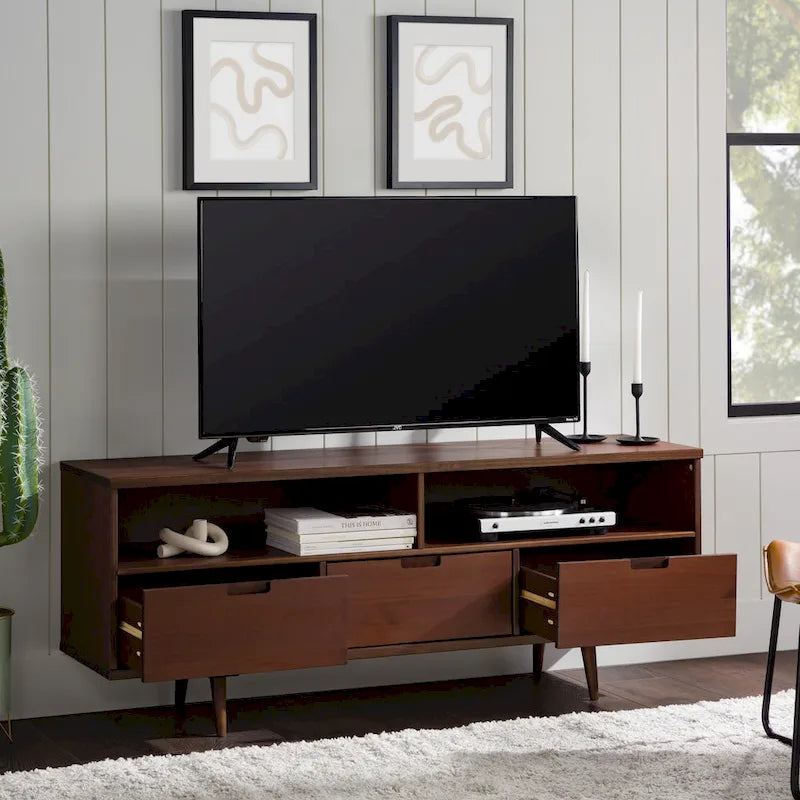 Meuble TV Middlebrook Alby 58 pouces en bois massif de style Mid-Century