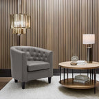 Fauteuil d'appoint, fauteuil tonneau capitonné en similicuir, fauteuil d'appoint moderne du milieu du siècle, fauteuil confortable, fauteuils tonneau