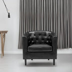 Fauteuil d'appoint, fauteuil tonneau capitonné en similicuir, fauteuil d'appoint moderne du milieu du siècle, fauteuil confortable, fauteuils tonneau