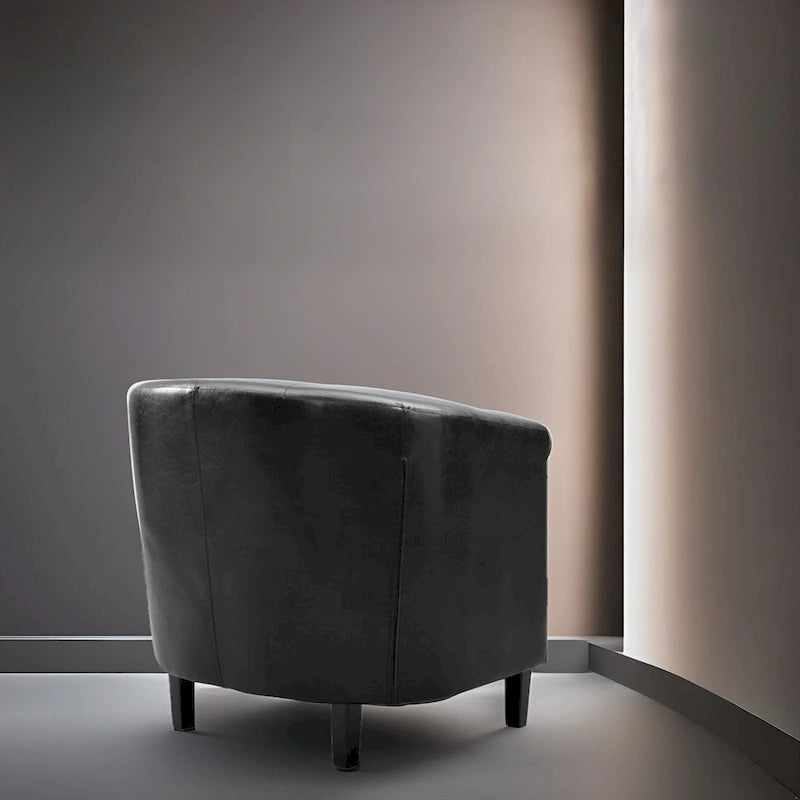 Fauteuil d'appoint, fauteuil tonneau capitonné en similicuir, fauteuil d'appoint moderne du milieu du siècle, fauteuil confortable, fauteuils tonneau