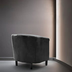 Fauteuil d'appoint, fauteuil tonneau capitonné en similicuir, fauteuil d'appoint moderne du milieu du siècle, fauteuil confortable, fauteuils tonneau