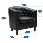 Fauteuil d'appoint, fauteuil tonneau capitonné en similicuir, fauteuil d'appoint moderne du milieu du siècle, fauteuil confortable, fauteuils tonneau