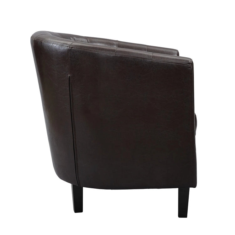 Fauteuil d'appoint, fauteuil tonneau capitonné en similicuir, fauteuil d'appoint moderne du milieu du siècle, fauteuil confortable, fauteuils tonneau