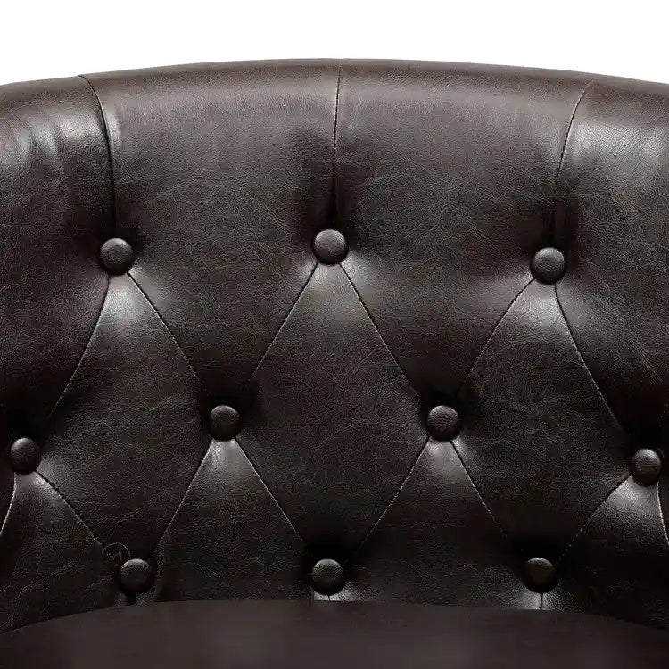 Fauteuil d'appoint, fauteuil tonneau capitonné en similicuir, fauteuil d'appoint moderne du milieu du siècle, fauteuil confortable, fauteuils tonneau