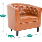 Fauteuil d'appoint, fauteuil tonneau capitonné en similicuir, fauteuil d'appoint moderne du milieu du siècle, fauteuil confortable, fauteuils tonneau