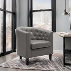 Fauteuil d'appoint, fauteuil tonneau capitonné en similicuir, fauteuil d'appoint moderne du milieu du siècle, fauteuil confortable, fauteuils tonneau