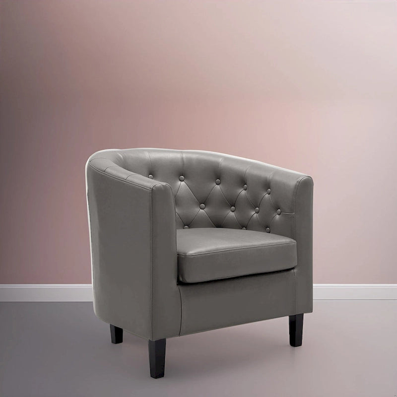 Fauteuil d'appoint, fauteuil tonneau capitonné en similicuir, fauteuil d'appoint moderne du milieu du siècle, fauteuil confortable, fauteuils tonneau