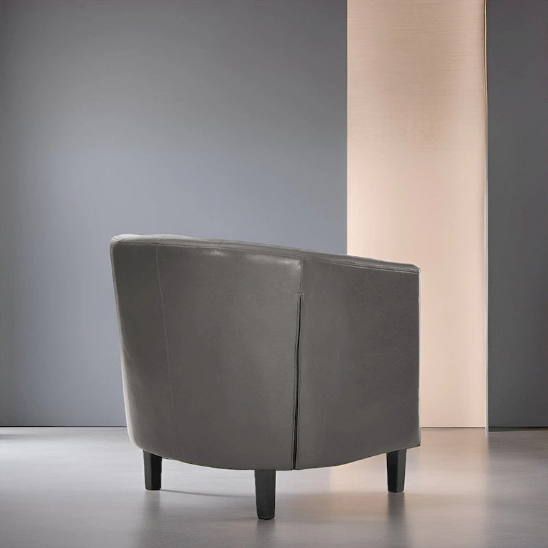 Fauteuil d'appoint, fauteuil tonneau capitonné en similicuir, fauteuil d'appoint moderne du milieu du siècle, fauteuil confortable, fauteuils tonneau