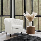 Fauteuil d'appoint, fauteuil tonneau capitonné en similicuir, fauteuil d'appoint moderne du milieu du siècle, fauteuil confortable, fauteuils tonneau