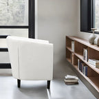 Fauteuil d'appoint, fauteuil tonneau capitonné en similicuir, fauteuil d'appoint moderne du milieu du siècle, fauteuil confortable, fauteuils tonneau