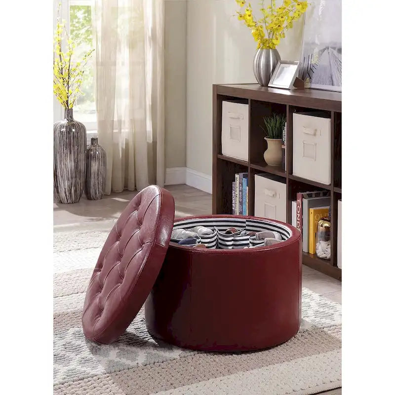 Pouf de rangement à chaussures rond Designs4Comfort de Convenience Concepts