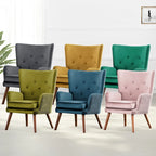 Velvet Upholstered Accent Chair Armchair for Living Room