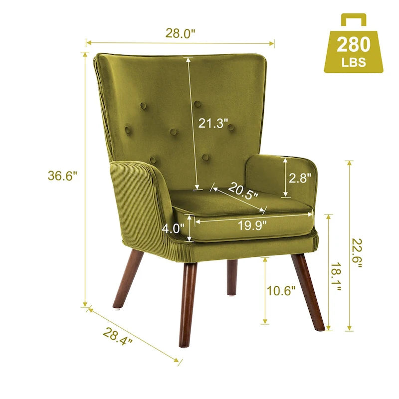 Fauteuil d'appoint en velours pour salon